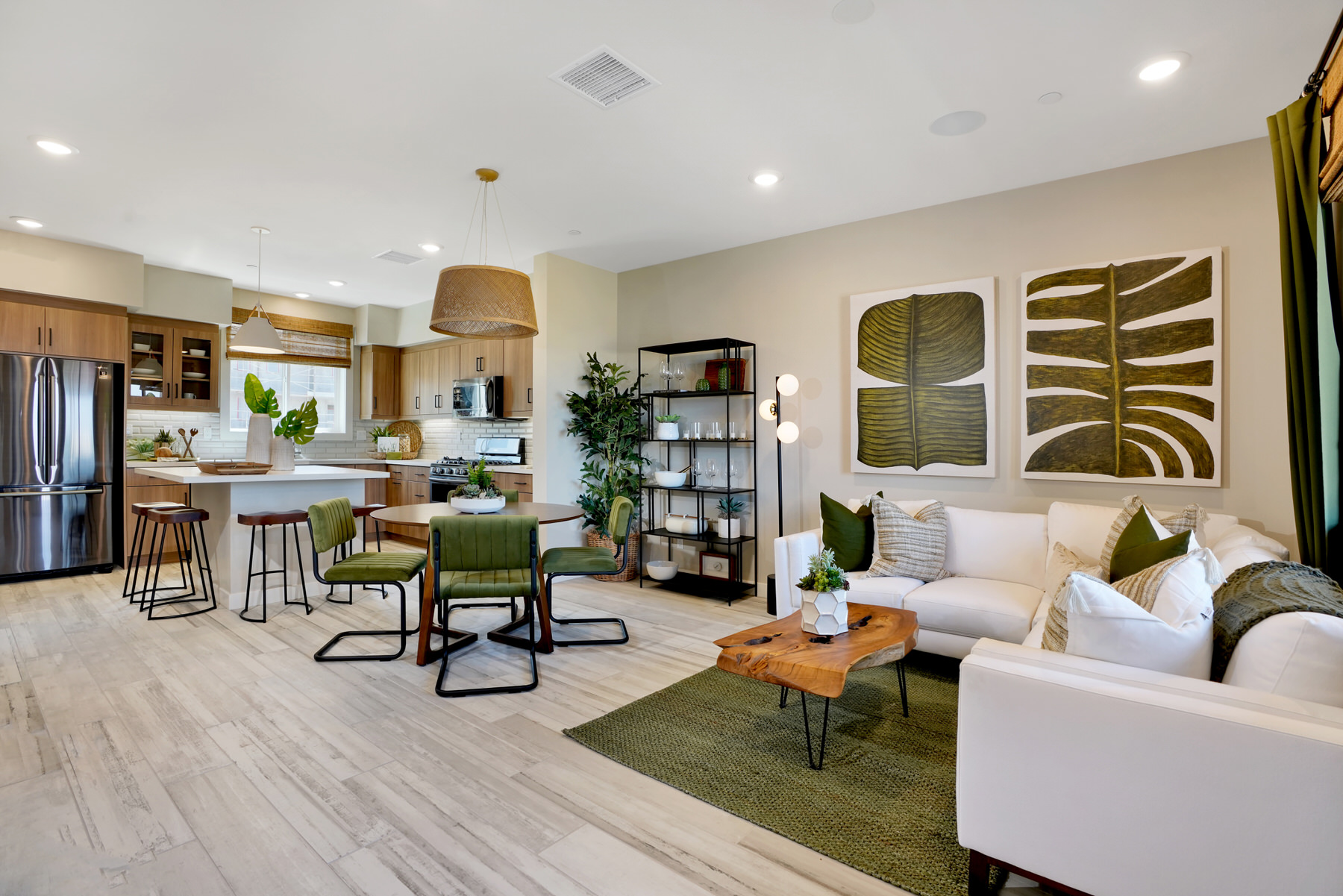 Living/Dining/Kitchen in Plan 1 at Moneta Pointe by Melia Homes in Gardena, CA