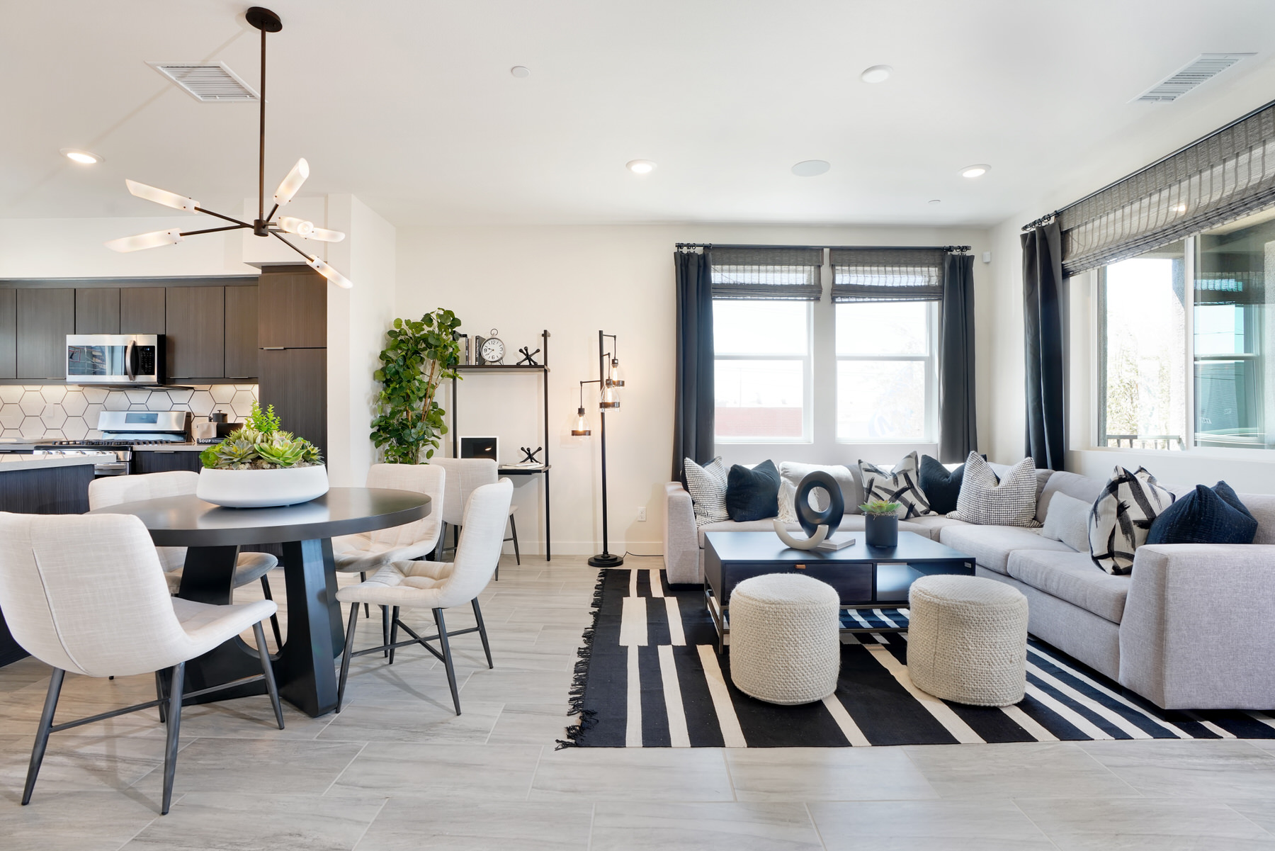 Living/Dining/Kitchen in Plan 3 at Moneta Pointe by Melia Homes in Gardena, CA