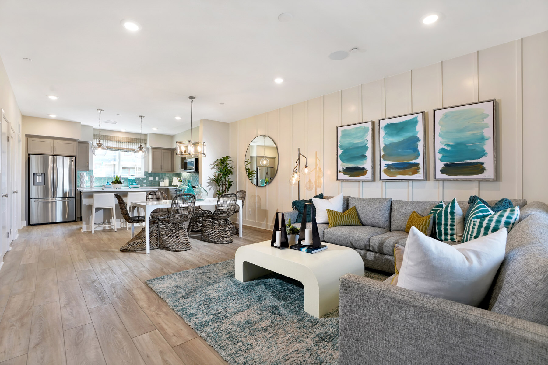 Living/Dining/Kitchen in Plan 4 at Moneta Pointe by Melia Homes in Gardena, CA