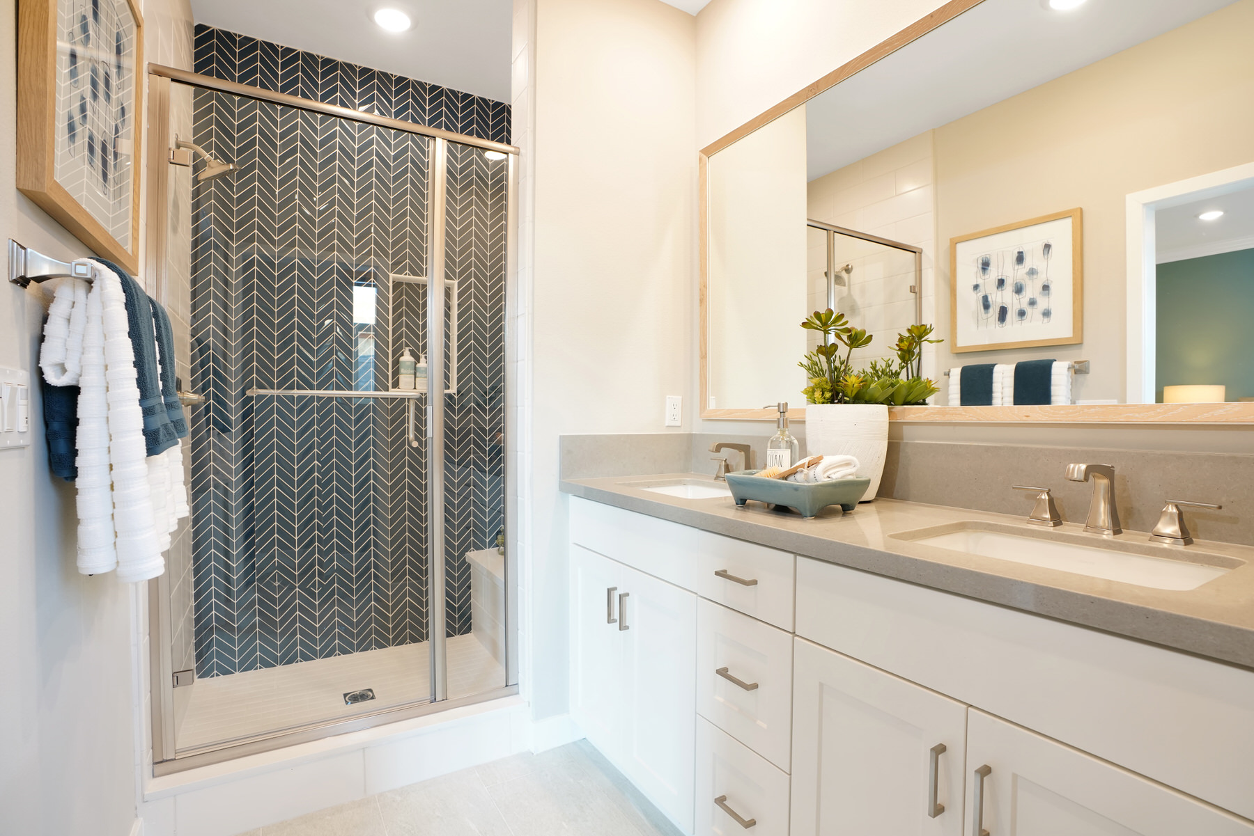 Primary Bath in Plan 2 at Townes at Magnolia by Melia Homes in Anaheim, CA