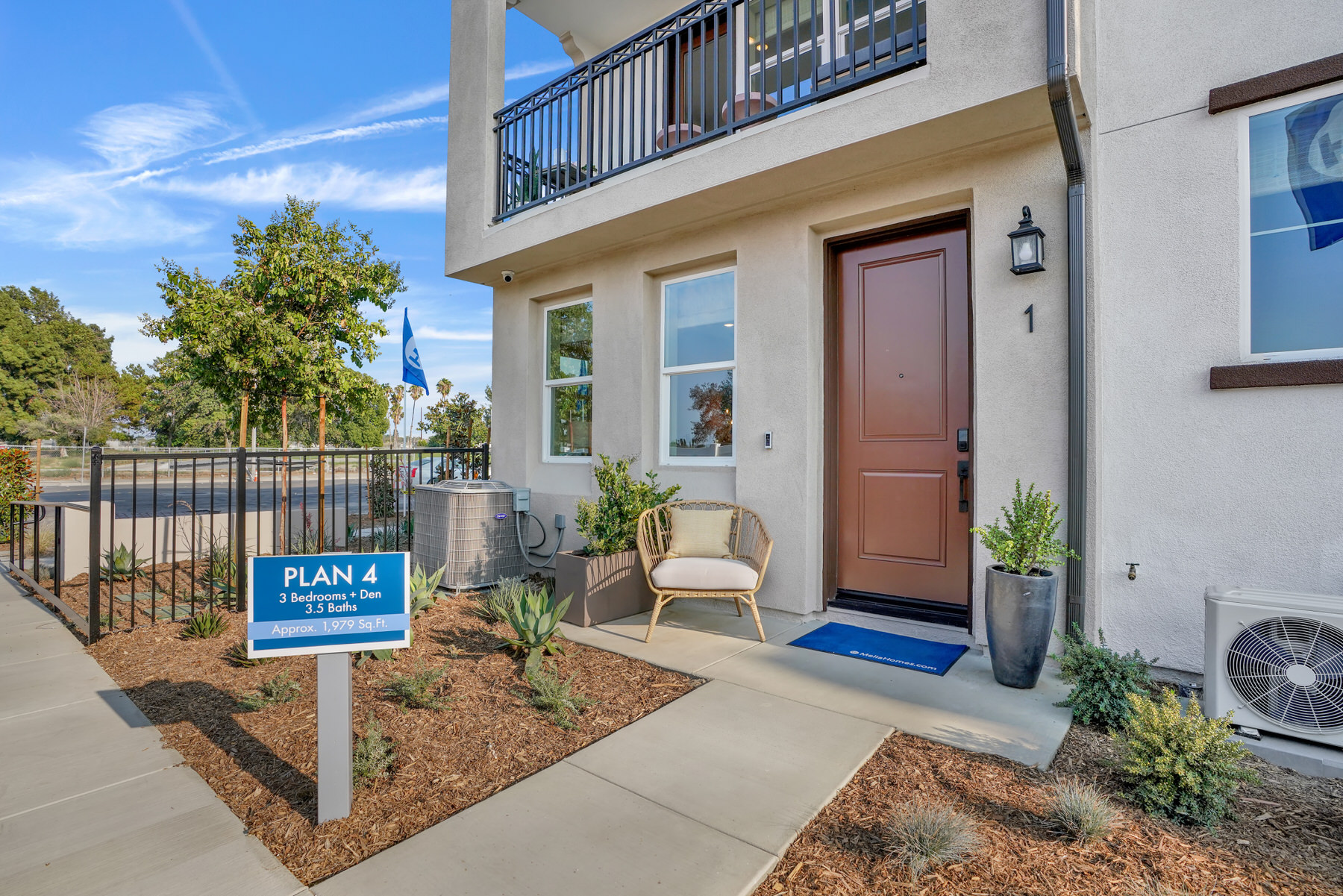 Entry Patio in Plan 4A at Townes at Magnolia by Melia Homes in Anaheim, CA
