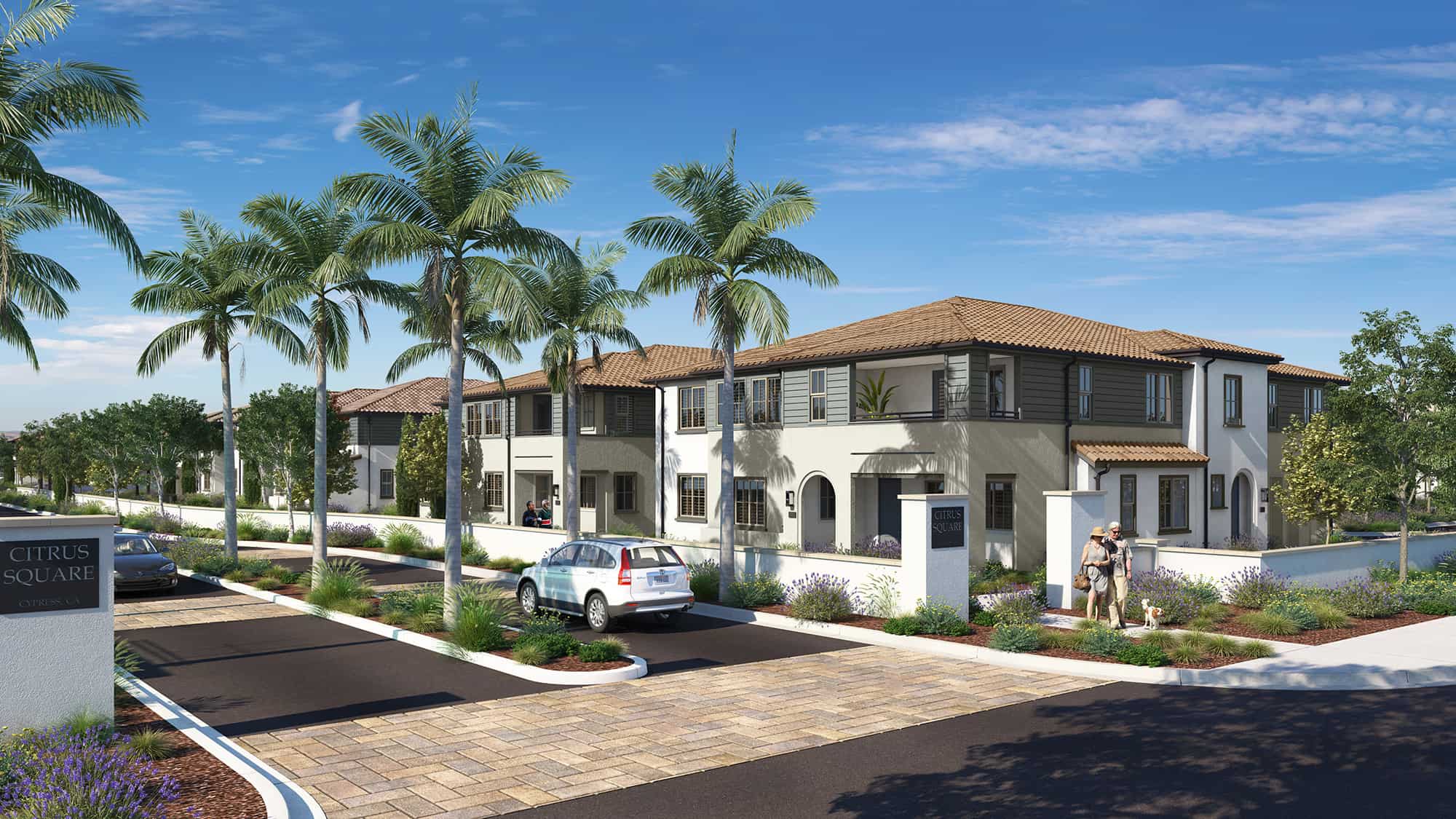 Community Exterior rendering of Citrus Square by Melia Homes in Cypress, CA