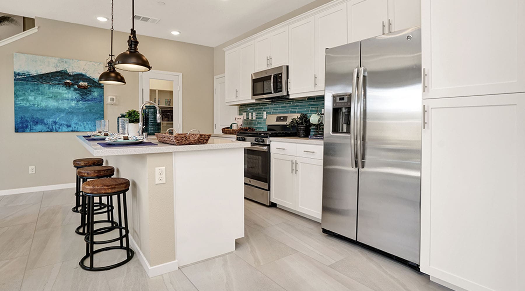 Kitchen in new home at Citrus Square by Melia Homes in Cypress, CA