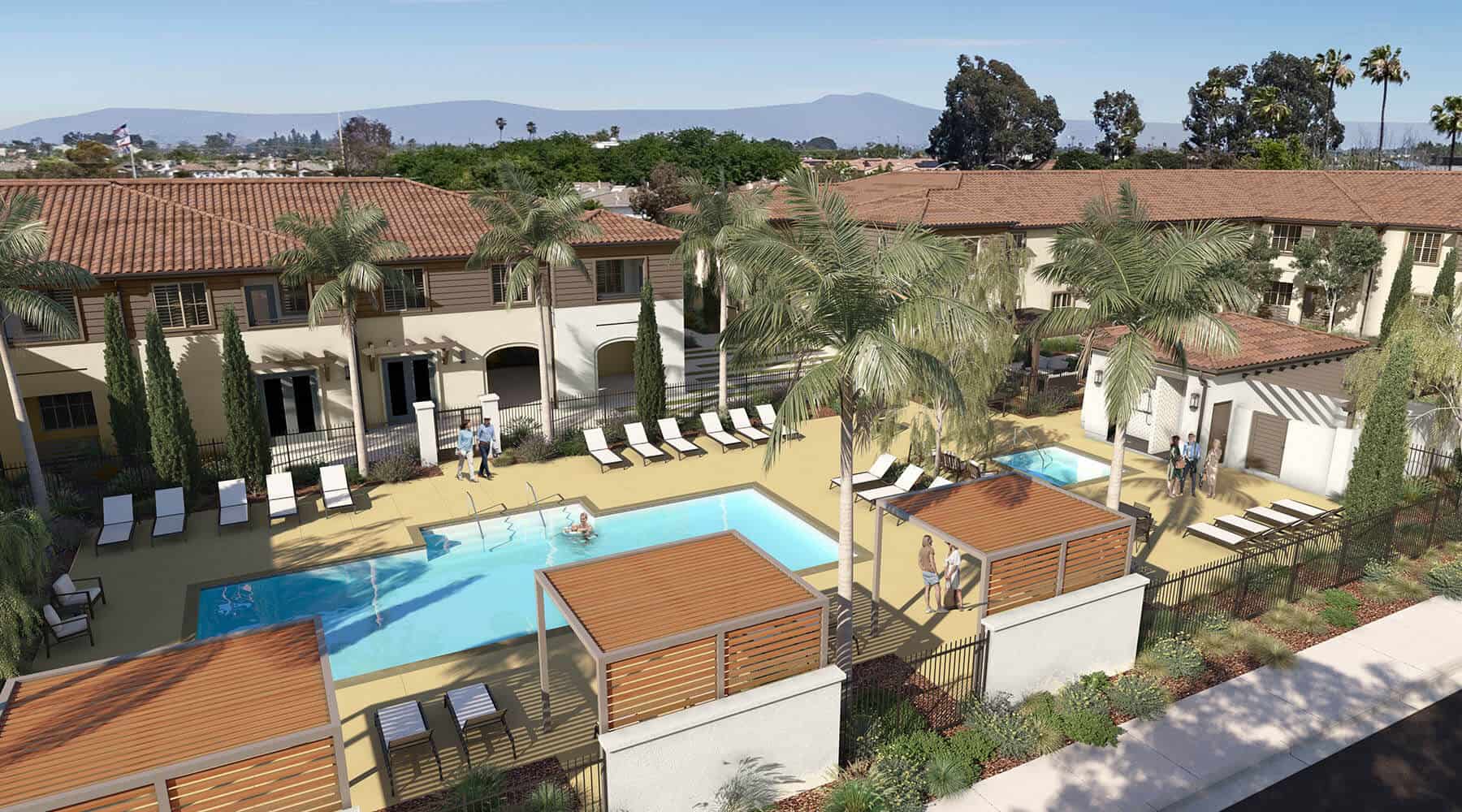 Community rendering for Citrus Square by Melia Homes in Cypress, CA