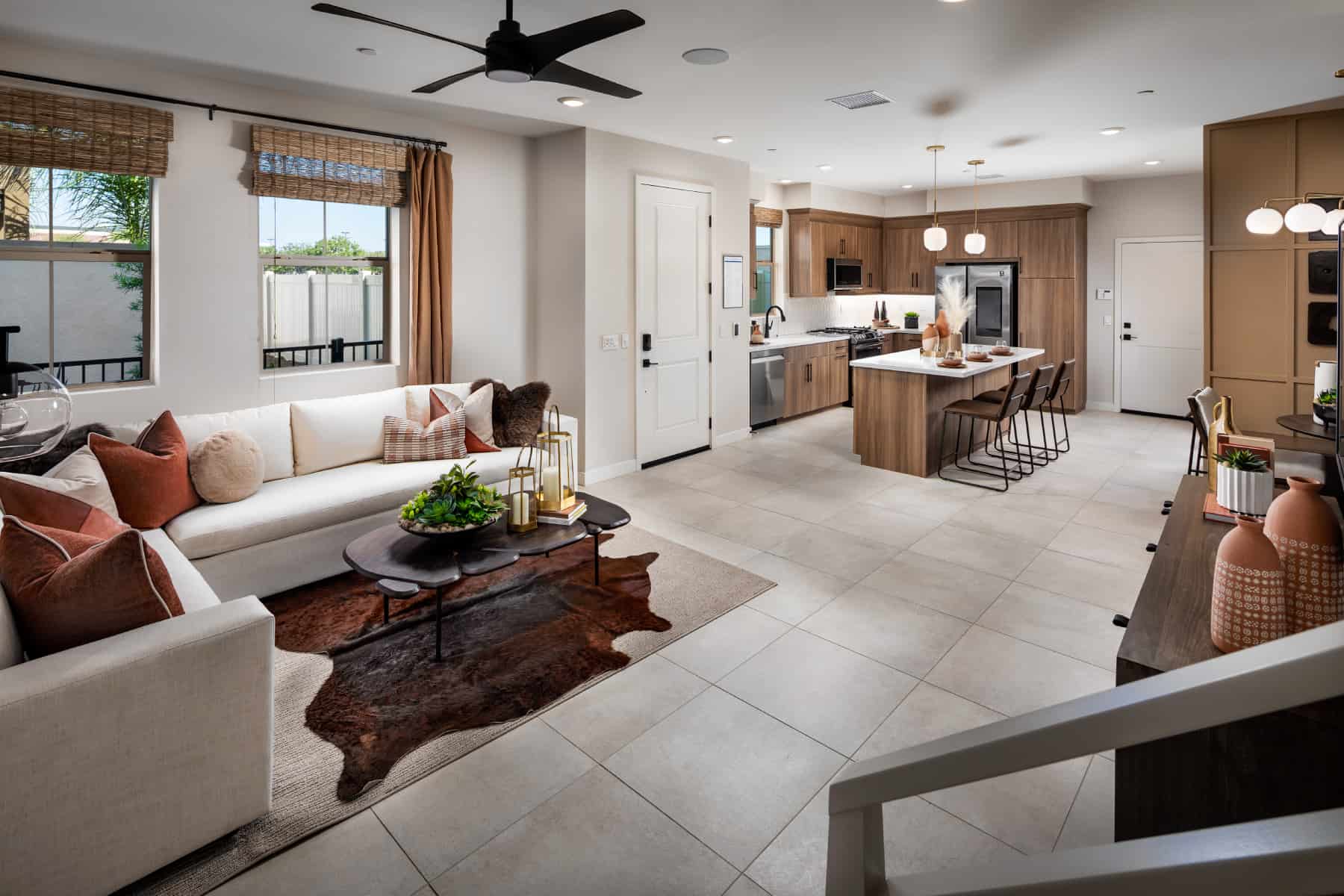 Great Room/Kitchen at Plan 3 of Belmont by Melia Homes in Cypress, CA